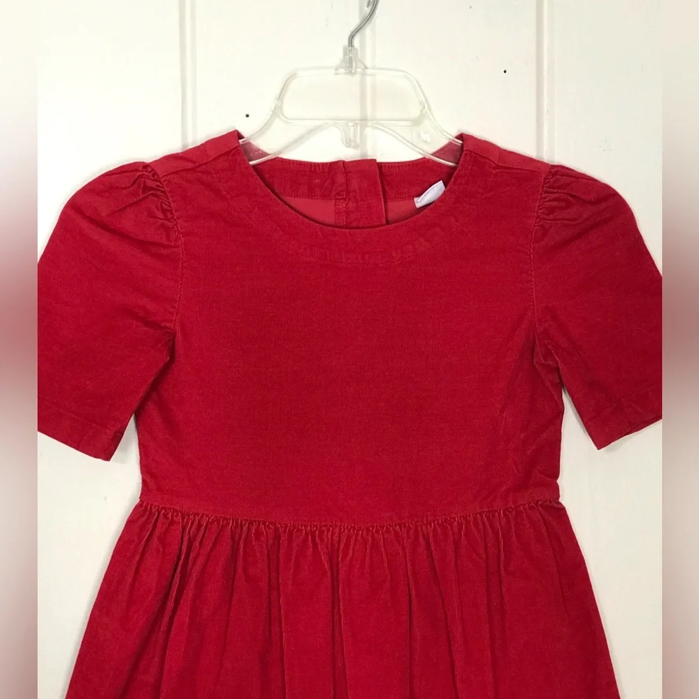 Christmas Gap Kids SS Red Velvet Dress 6 / 7 Small  98% Cotton 2% Spandex  Sm…